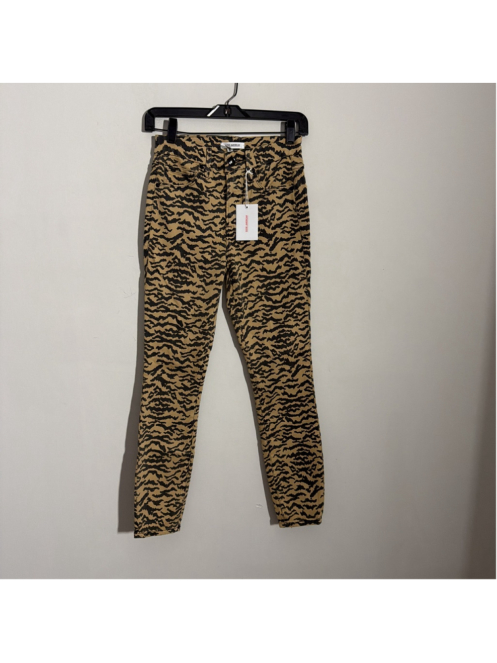 NEW WOMEN’S GOOD AMERICAN CHEETAH PRINT PANTS SIZE 2/26 WAIST CROP COTTON